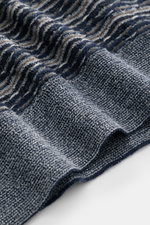 Close-up angled view of the Emporio Armani Crew Neck Sweater Navy/Grey Patterned showing retro knitting and fine wool blend texture.

Description: <p>Cool essential by EMPORIO ARMANI: With its retro pattern, this crew neck sweater made of wool blend becom