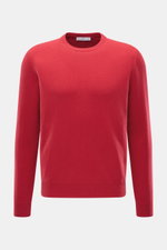 Malo Cashmere Rundhalspullover rot, Frontansicht, Regular Fit, reiner Cashmere, sehr weich, feines Strickbild, Rundhalsausschnitt, Rippbündchen.
