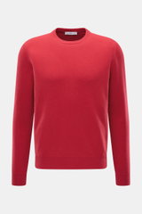 Malo Cashmere Rundhalspullover rot, Frontansicht, Regular Fit, reiner Cashmere, sehr weich, feines Strickbild, Rundhalsausschnitt, Rippbündchen.