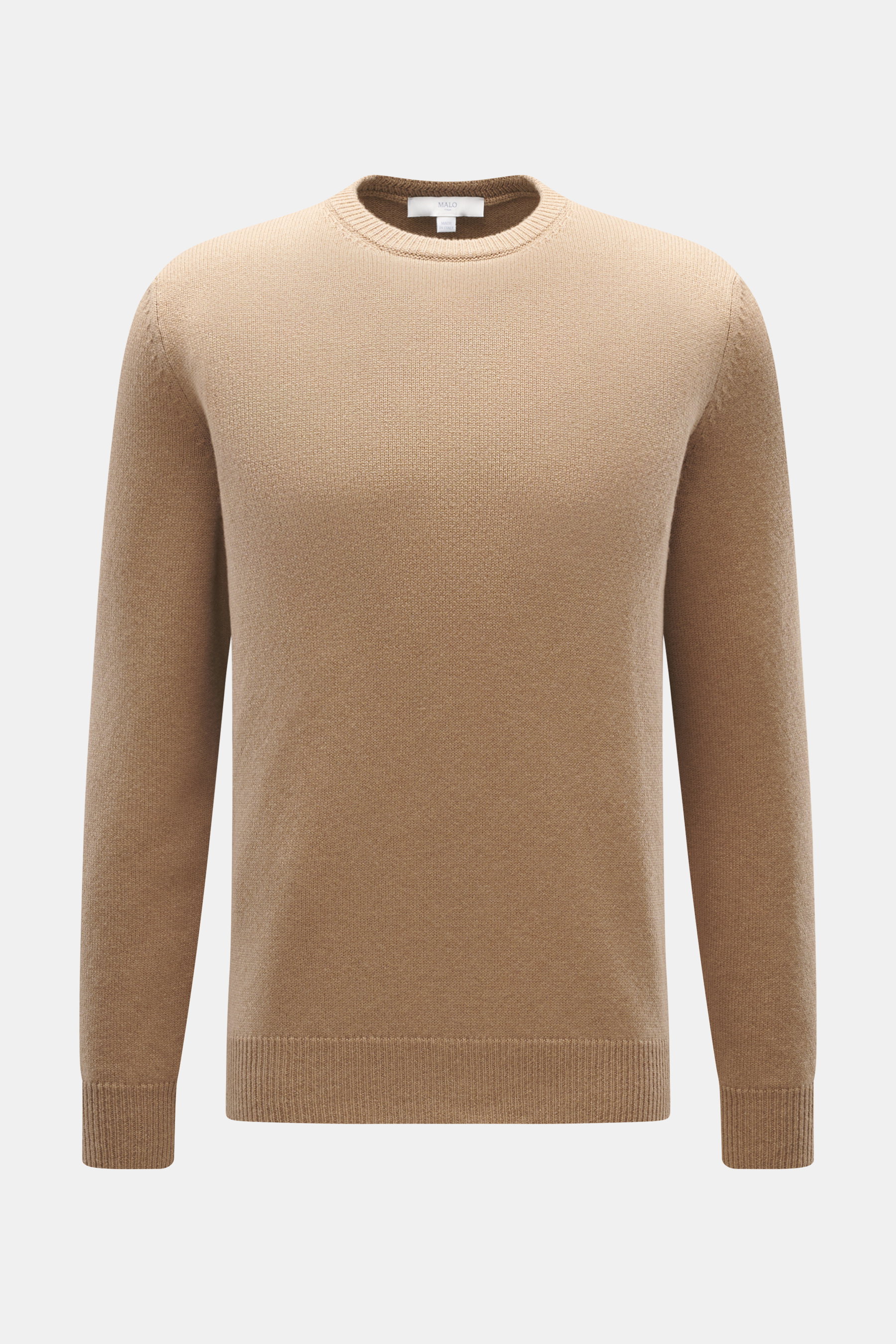 Malo Cashmere Rundhalspullover hellbraun