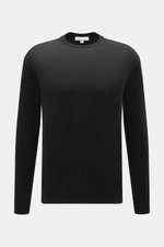 Malo Feinstrick Rundhalspullover schwarz, Frontansicht, reine Schurwolle, weicher Griff, leichte Qualität, feines Strickbild, Regular Fit, Rundhals, Rippbündchen, Made in Italy