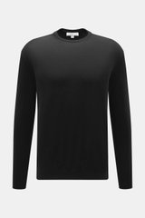 Malo Feinstrick Rundhalspullover schwarz, Frontansicht, reine Schurwolle, weicher Griff, leichte Qualität, feines Strickbild, Regular Fit, Rundhals, Rippbündchen, Made in Italy