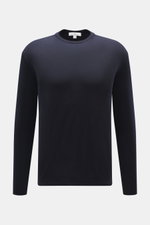 Malo Feinstrick Rundhalspullover navy, Frontperspektive, reine Schurwolle, weicher Griff, leichte Qualität, feines Strickbild, Regular Fit, Rundhals, Rippbündchen, Made in Italy.