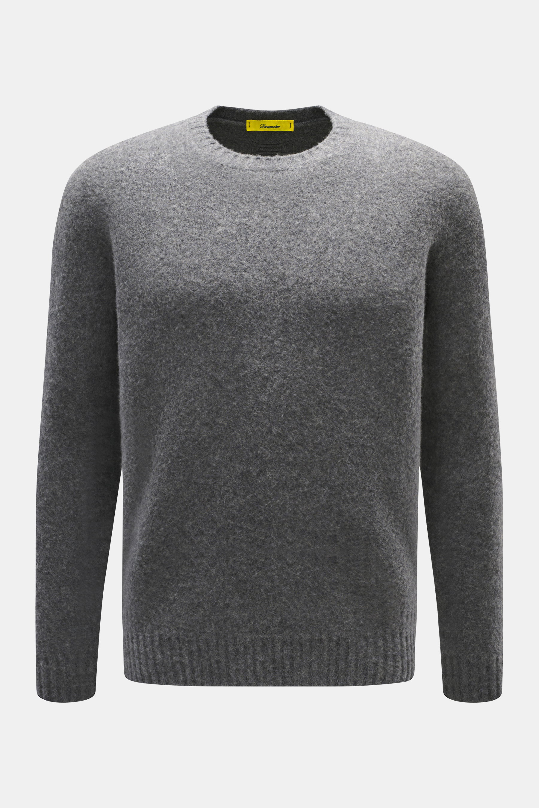 Front view of Drumohr Crew neck sweater navy in soft lambswool with fine knit pattern, ribbed cuffs, and regular fit.

Italian knitting craftsmanship at the highest level: DRUMOHR has always stood for exclusive knitwear. This crew neck sweater made of sof