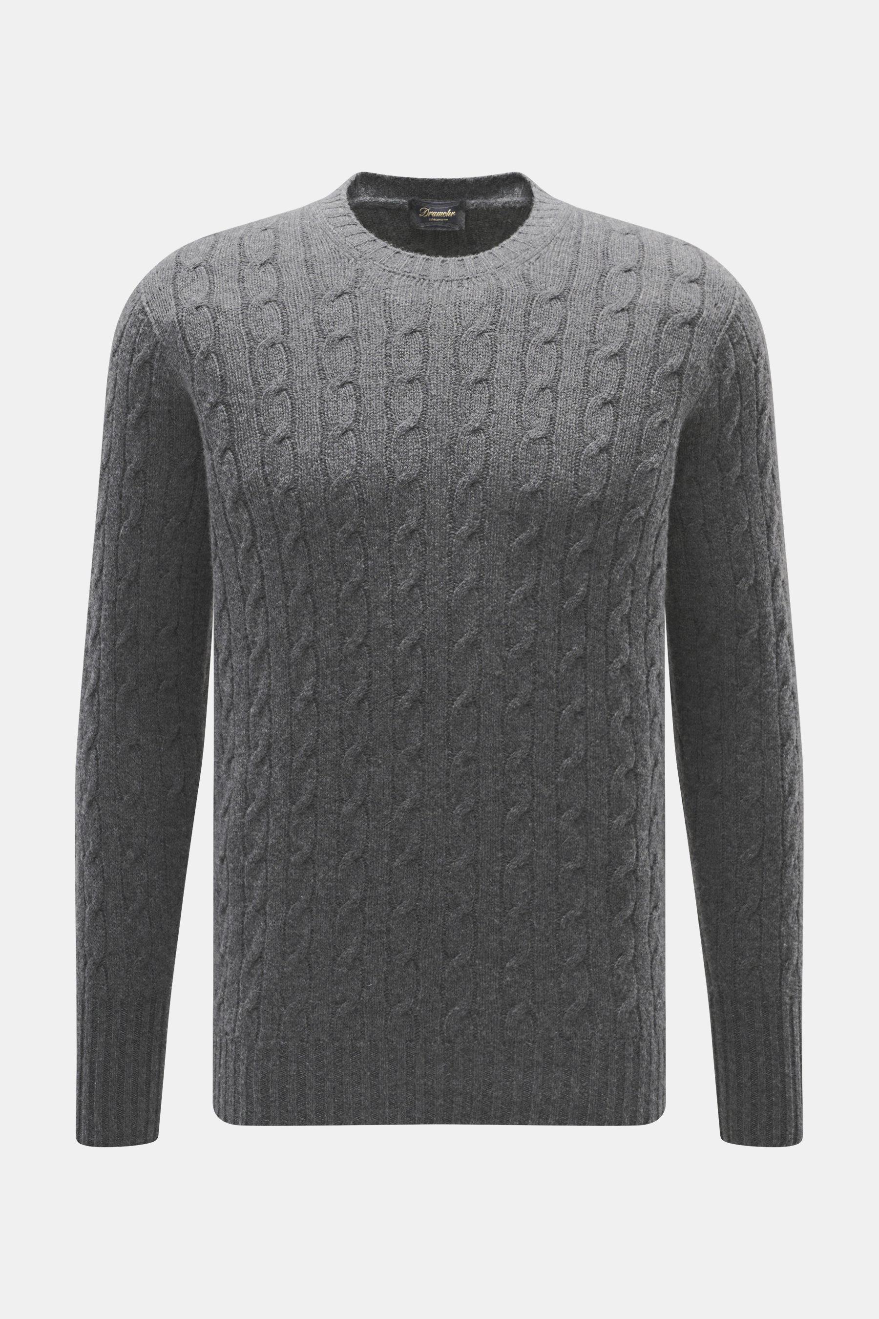 Drumohr Cashmere Rundhalspullover dunkelgrau meliert