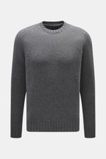 Front view of Drumohr Cashmere crew neck jumper dark grey, slim fit with chunky knit, rib-knit cuffs, and crew neck.

Description: <p>Stay comfortably warm through the autumn/winter season with this ultra-soft crew neck sweater made from chunky cashmere k