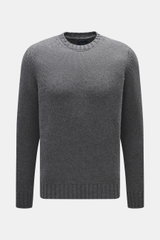 Front view of Drumohr Cashmere crew neck jumper dark grey, slim fit with chunky knit, rib-knit cuffs, and crew neck.

Description: <p>Stay comfortably warm through the autumn/winter season with this ultra-soft crew neck sweater made from chunky cashmere k