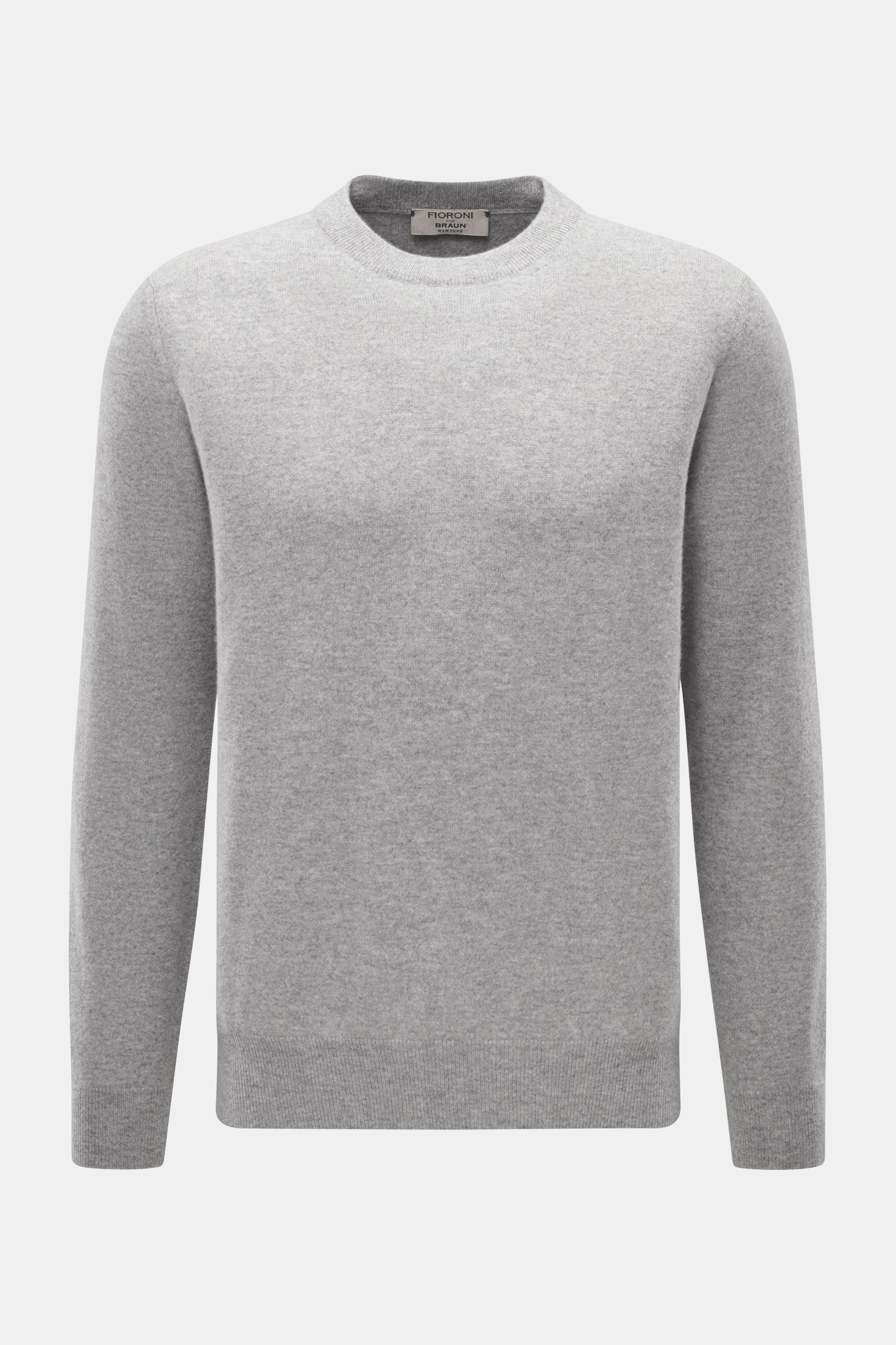 Cashmere Rundhalspullover grau meliert