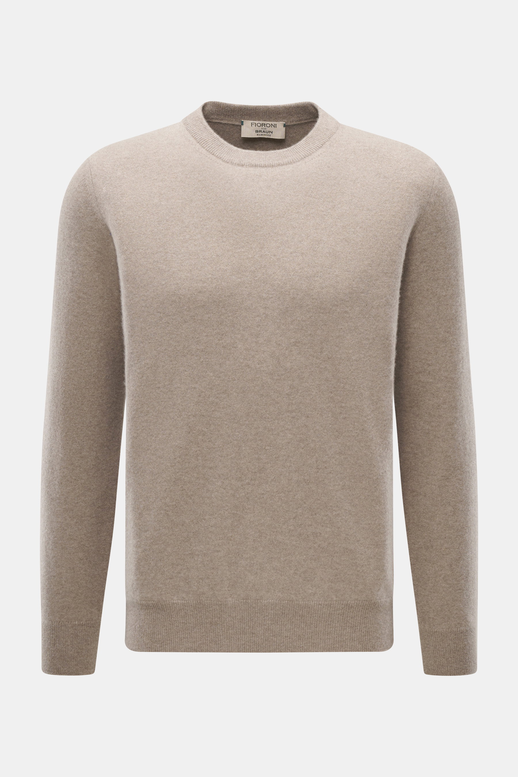 Cashmere Rundhalspullover beige meliert