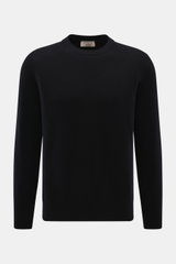 Fioroni Cashmere Rundhalspullover schwarz, Vorderansicht, Slim Fit, reiner Baby-Cashmere, sehr weicher Griff, feines Strickbild, Rundhalsausschnitt, flexible Rippbündchen.