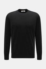 Fioroni Cashmere Rundhalspullover schwarz, Frontansicht, reiner Cashmere, sehr weicher Griff, feines Strickbild, Regular Fit, Rundhalsausschnitt, flexible Rippbündchen.