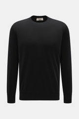 Fioroni Cashmere Rundhalspullover schwarz, Frontansicht, reiner Cashmere, sehr weicher Griff, feines Strickbild, Regular Fit, Rundhalsausschnitt, flexible Rippbündchen.