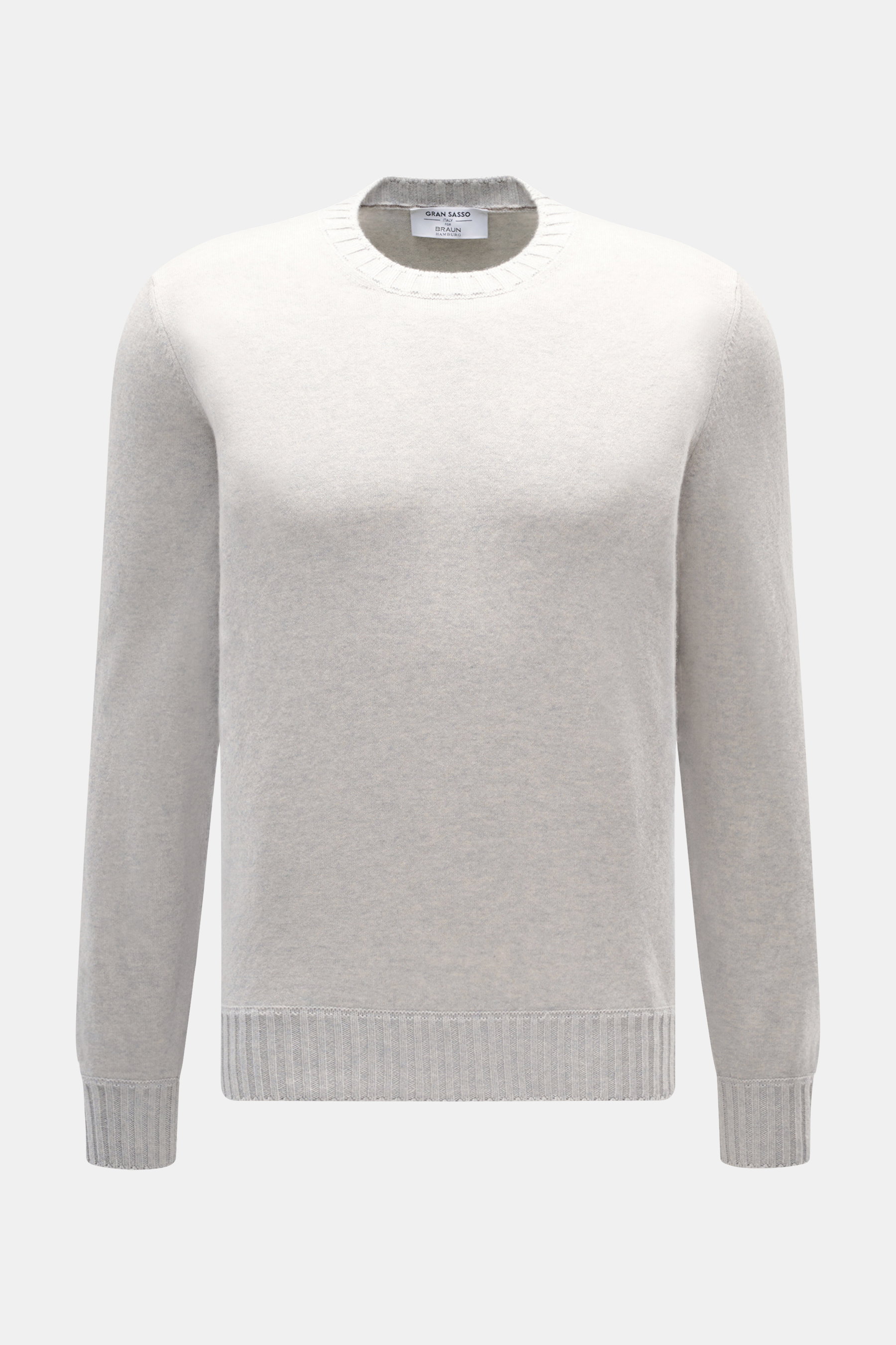 Gran Sasso Cashmere Rundhalspullover hellgrau meliert