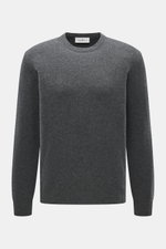 Della Ciana Rundhalspullover dunkelgrau meliert, frontal fotografiert, mit feinem Strickbild, weichem Griff, Regular Fit, Mix aus Wolle und Cashmere, komfortablen Rippbündchen.