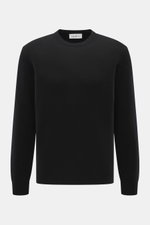 Della Ciana Rundhalspullover schwarz, Frontansicht, Mix aus Wolle und Cashmere, weicher Griff, feines Strickbild, Regular Fit, komfortable Rippbündchen.