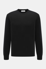 Della Ciana Rundhalspullover schwarz, Frontansicht, Mix aus Wolle und Cashmere, weicher Griff, feines Strickbild, Regular Fit, komfortable Rippbündchen.