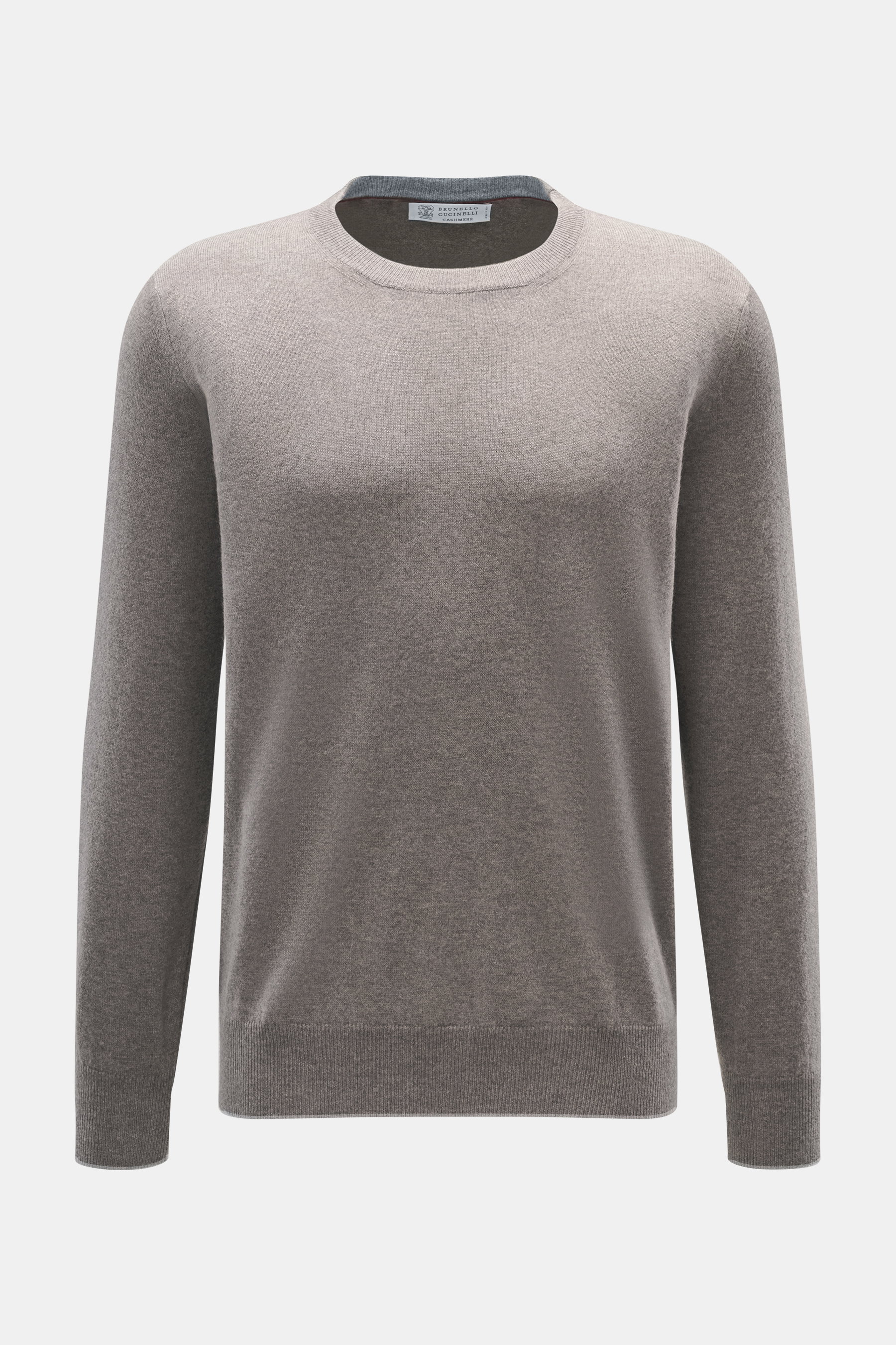 Brunello Cucinelli Cashmere Rundhalspullover graubraun meliert