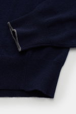 Alt tag (max 125 characters):
Close-up front view of Brunello Cucinelli Cashmere pullover navy with fine knit, contrast cuffs, and rib-knit edges.

Description:
<p>This timeless and versatile finely knit crew neck sweater by BRUNELLO CUCINELLI is made fro