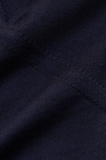 Close-up front view of Brunello Cucinelli Fine-knit crew-neck pullover navy showing fine wool and cashmere knit texture with a slender contrasting stripe at sleeve cuffs.  

<p>This timeless, versatile sweater by BRUNELLO CUCINELLI is made from the finest
