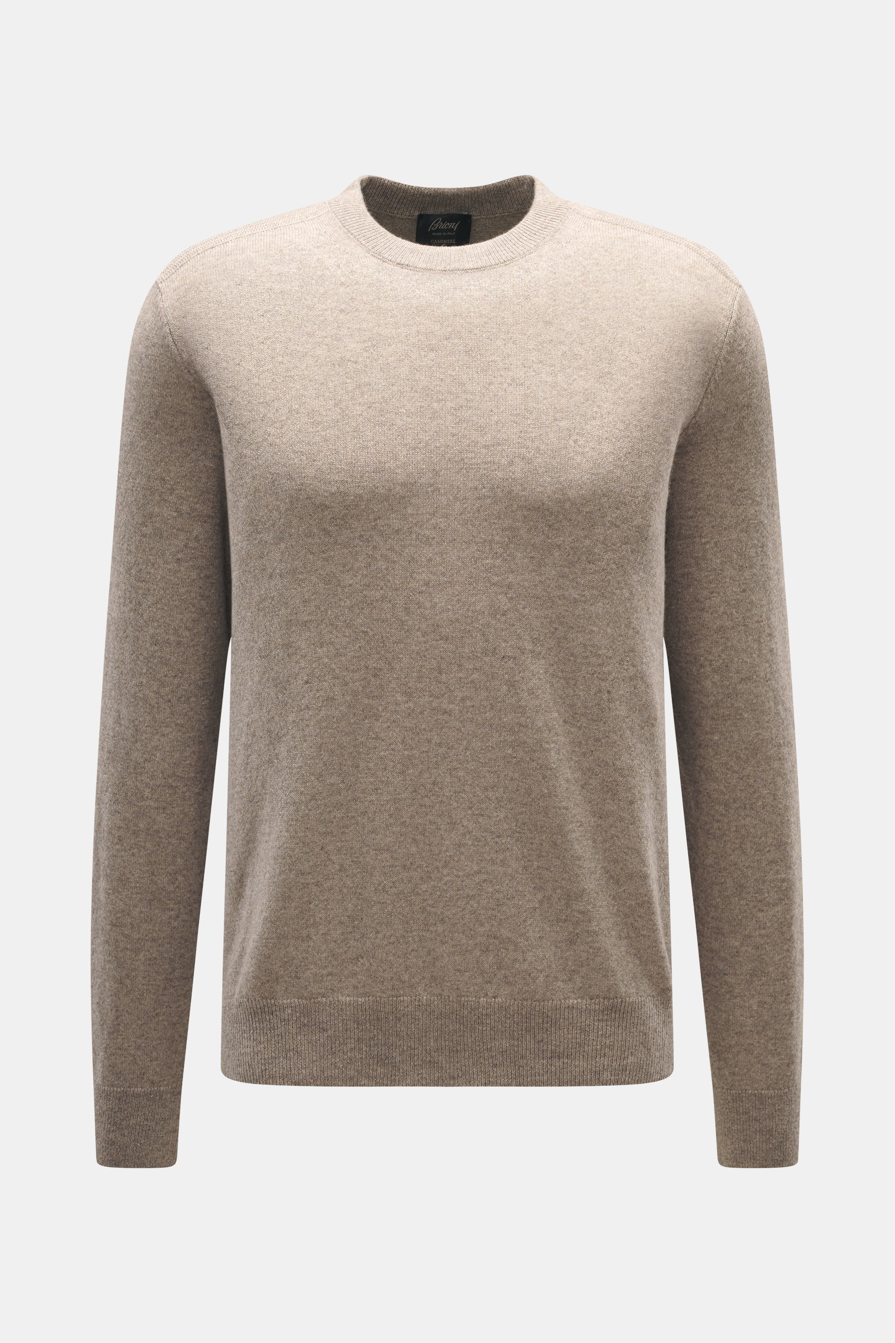 Brioni Cashmere Rundhalspullover taupe meliert
