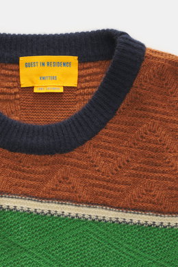 Guest In Residence Cashmere Rundhalspullover navy/grün/rostbraun gestreift