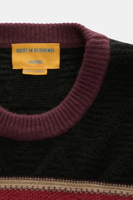 Guest In Residence Cashmere Rundhalspullover schwarz/rot/violett gestreift