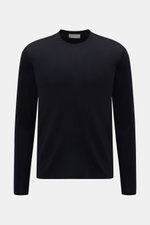 Front view of Kiefermann Merino Crewneck Sweater 'Marleys' navy in slim fit, pure Merino wool, soft touch, fine knit, crew neckline.