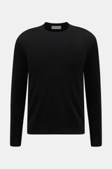 Kiefermann Merino crew neck sweater 'Marleys' black shown from the front, slim fit, pure merino wool, soft touch, very fine knit, crew neckline.