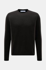 Iris von Arnim Cashmere-Seide Rundhalspullover 'Amiro' dunkelbraun, frontal fotografiert, Regular Fit, Rundhalsausschnitt, weicher Griff, feines Strickbild, Rippbündchen.