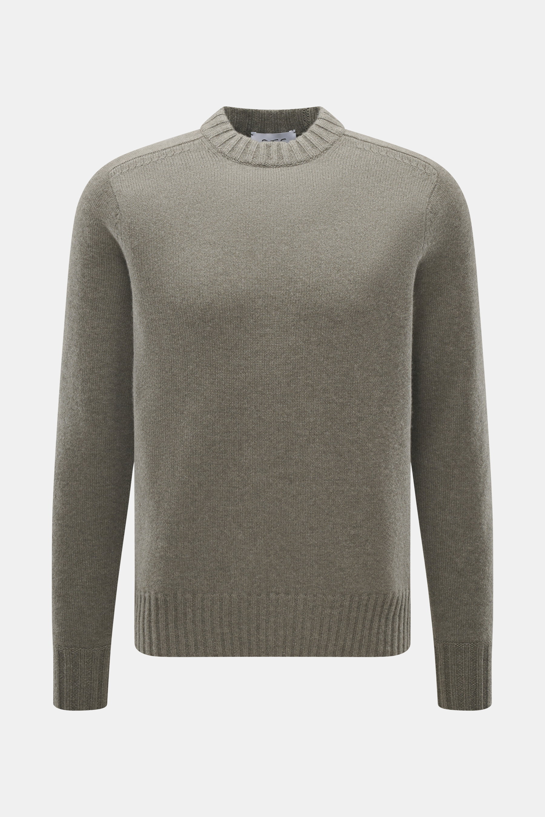 FTC Cashmere Rundhalspullover graugrün meliert