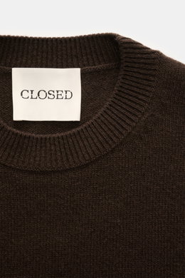 Closed Rundhalspullover dunkelbraun