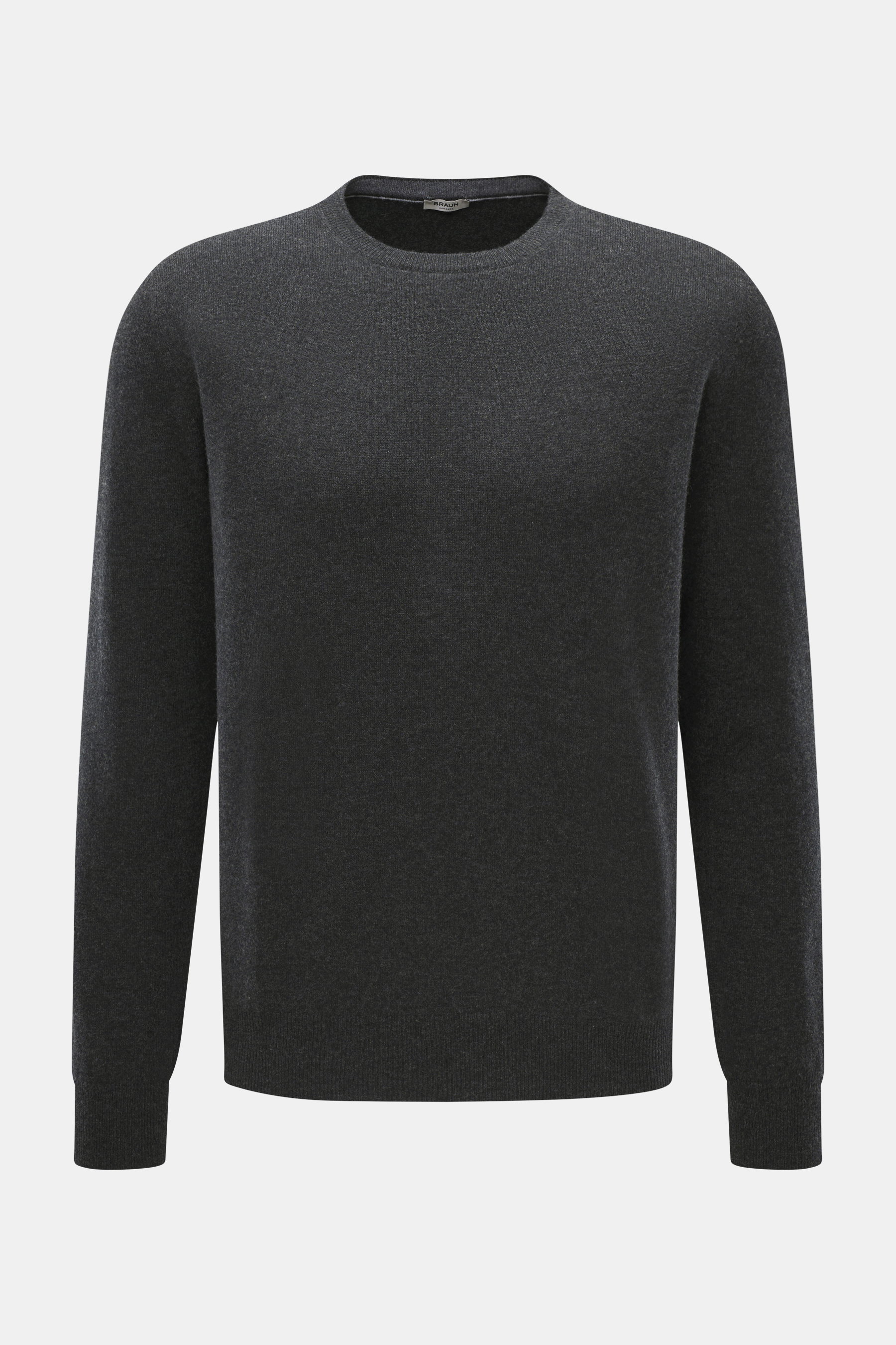 BRAUN Hamburg Cashmere Rundhalspullover anthrazit meliert