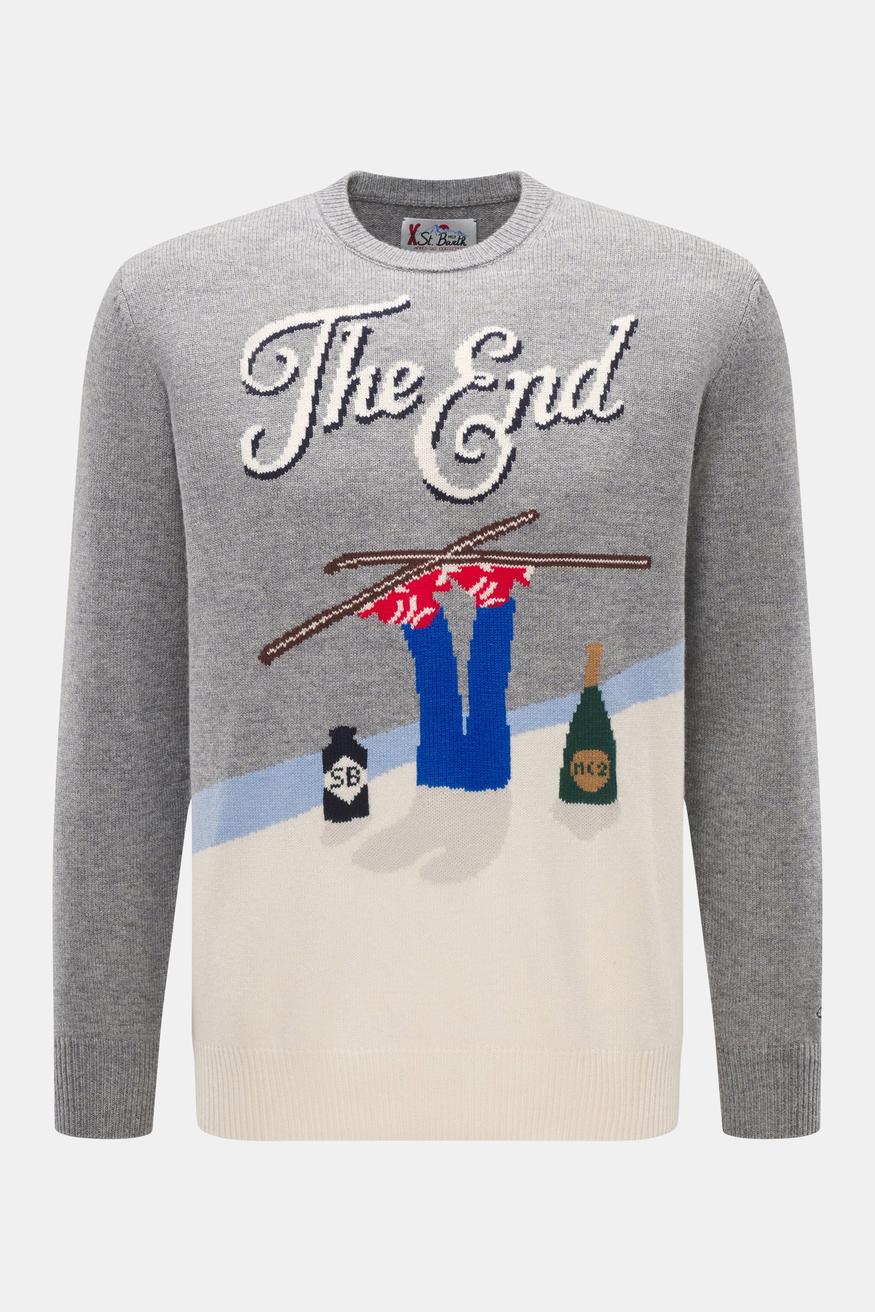 MC2 Saint Barth Rundhals-Pullover 'Heron' grau/multicolor