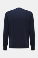 Rückansicht des 04651/ A trip in a bag Cashmere Rundhalspullover 'Extreme Cashmere Crew' navy aus reinem, feinem Cashmere mit Slim Fit und Rippbündchen.
