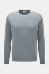 04651/ A trip in a bag Cashmere Rundhalspullover 'Extreme Cashmere Crew' rauchblau, Slim Fit, weicher Griff, feiner Strick, Rundausschnitt, frontal fotografiert.
