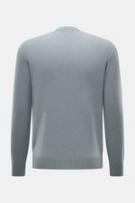 Rückansicht des 04651/ A trip in a bag Cashmere Rundhalspullover 'Extreme Cashmere Crew' rauchblau, Slim Fit, nahtlos, mit weichem Strick.
