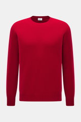04651/ A trip in a bag Cashmere Rundhalspullover 'Extreme Cashmere Crew' rot, Slim Fit, nahtlos, feines Strickbild, weich, Frontansicht