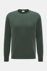 04651/ A trip in a bag Cashmere Rundhalspullover 'Extreme Cashmere Crew' dunkelgrün, Slim Fit, feiner Strick, Rundhalsausschnitt, Frontansicht.