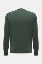 Rückansicht des dunkelgrünen 04651/ A trip in a bag Cashmere Rundhalspullover 'Extreme Cashmere Crew' aus reinem Cashmere, Slim Fit, weicher Griff.