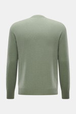 Rückansicht des 04651/ A trip in a bag Cashmere Rundhalspullover 'Extreme Cashmere Crew' hellgrün, Slim Fit, feiner Strick, Rundhalsausschnitt, weicher Griff, nahtlos.