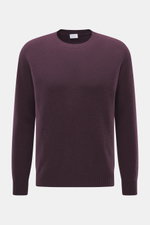 04651/ A trip in a bag Cashmere Rundhalspullover 'Extreme Cashmere Crew' violett, Slim Fit, feines Strickbild, Rundhalsausschnitt, frontal fotografiert.