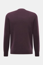 04651/ A trip in a bag Cashmere Rundhalspullover 'Extreme Cashmere Crew' violett, Slim Fit, feines Strickbild, Rückenansicht, reine Cashmerequalität.
