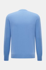 04651/ A trip in a bag Cashmere Rundhalspullover 'Extreme Cashmere Crew' blau, Slim Fit, feines Strickbild, Rückenansicht, weicher Griff, Rundhalsausschnitt.