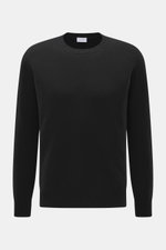 Vorderansicht des schwarzen 04651/ A trip in a bag Cashmere Rundhalspullover 'Extreme Cashmere Crew' mit Rundhalsausschnitt, Slim Fit und flexiblen Rippbündchen aus reinem, weichem Cashmere.