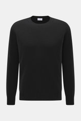Vorderansicht des schwarzen 04651/ A trip in a bag Cashmere Rundhalspullover 'Extreme Cashmere Crew' mit Rundhalsausschnitt, Slim Fit und flexiblen Rippbündchen aus reinem, weichem Cashmere.