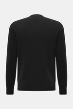 Rückansicht des schwarzen 04651/ A trip in a bag Cashmere Rundhalspullover 'Extreme Cashmere Crew' aus reinem Cashmere mit Slim Fit, Rundhalsausschnitt, feinem Strick und flexiblen Rippbündchen.