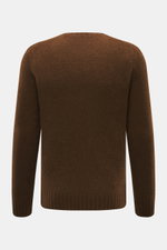 Brauner 04651/ A trip in a bag Rundhalspullover 'Molly Crew' Slim Fit, weiche Bouclé-Struktur, Merinowolle, Rückansicht mit Rundhalsausschnitt und Rippbündchen.