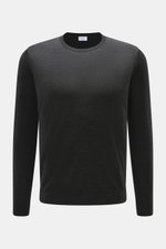 von Braun Merino Feinstrick-Rundhalspullover anthrazit, Slim Fit, reine Merinowolle, feines Strickbild, Rundhalsausschnitt, elastische Rippbündchen, Frontansicht