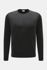 von Braun Merino Feinstrick-Rundhalspullover anthrazit, Slim Fit, reine Merinowolle, feines Strickbild, Rundhalsausschnitt, elastische Rippbündchen, Frontansicht