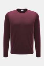 von Braun Merino Feinstrick-Rundhalspullover bordeaux, Slim Fit, reine Merinowolle, feines Strickbild, Rundhalsausschnitt, elastische Rippbündchen, Vorderansicht